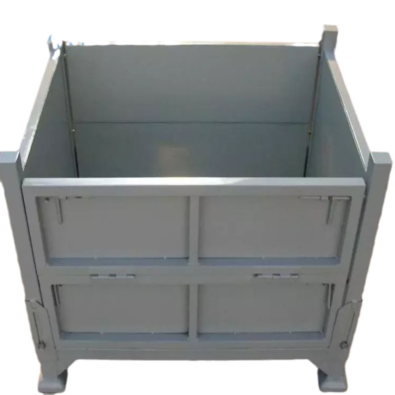 Heavy Duty Metal Storage Workshop Box Turnover Box for Iron Scrap Pallet Packing 1000kg Capacity Powder Coated for Warehouse Use