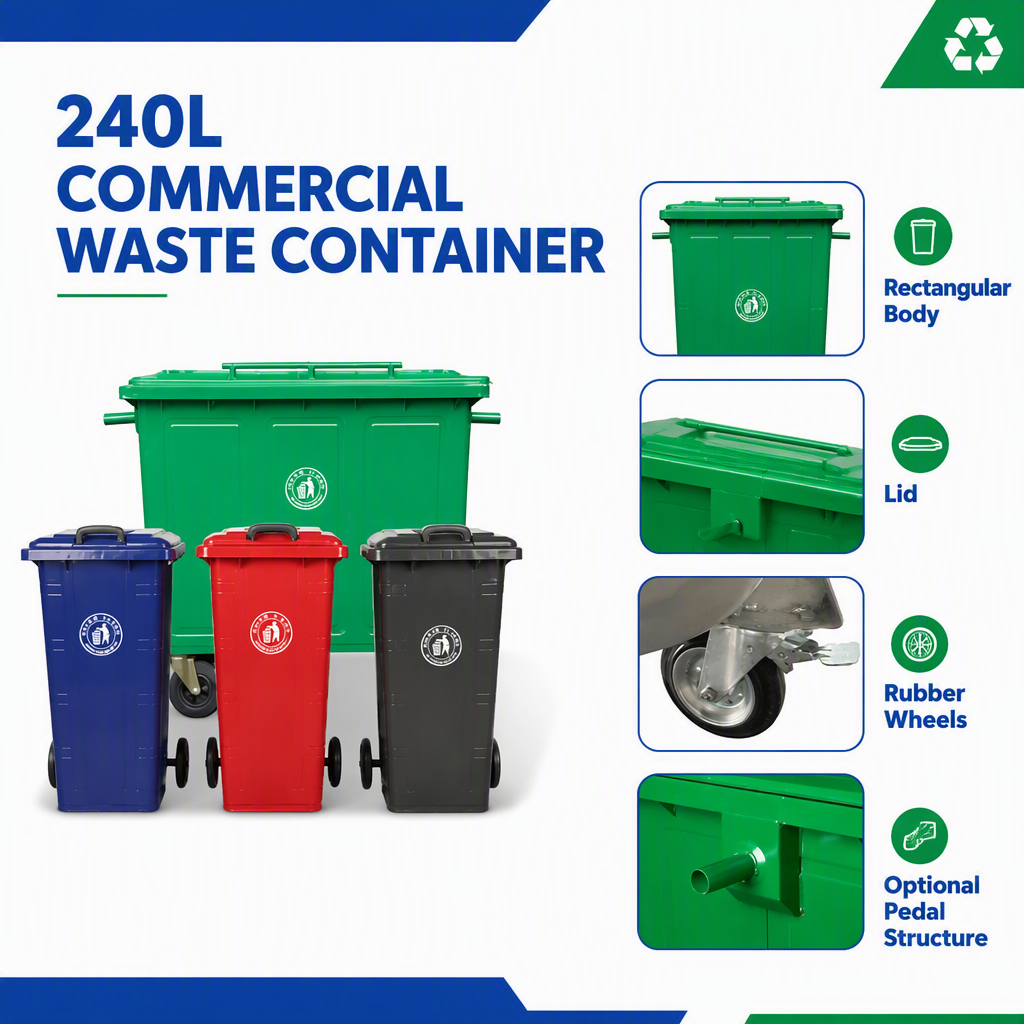 High Quality 240L Customizable Large Galvanized Steel Heavy Duty Eco-Friendly Commercial Outdoor Storage Bin