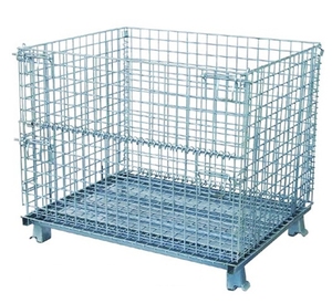 AOCHEN Heavy Duty Foldable Stainless Steel Wire Container Cages Warehouse Storage