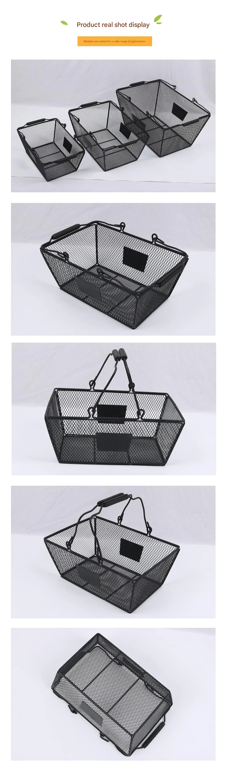 Supermarket Shop Store Cosmetic Metal Wire Storage Basket Convenient Home Organizer Stackable Storage Box with Handles