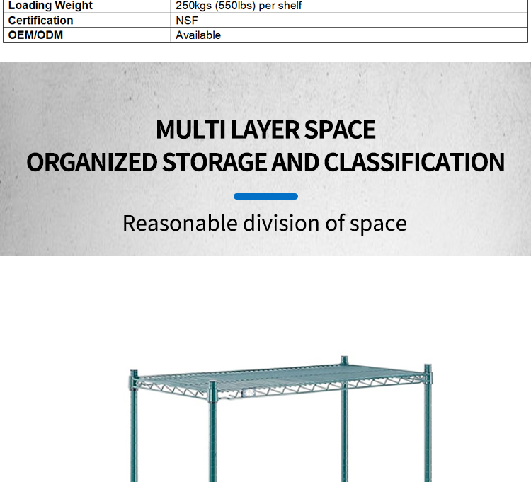 Authentic Factory Production 4-layer Epoxy Green Black Wire Shelving Metal Storage Rack Warehouse Heavy Duty Racking
