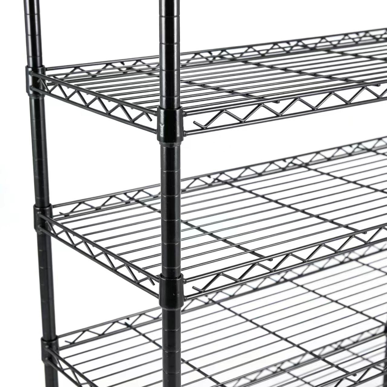 Adjustable 5-Layer Black Epoxy Kitchen Storage Rack Removable Metal Wire Shelving Units Organizer Holder for Dinnerware