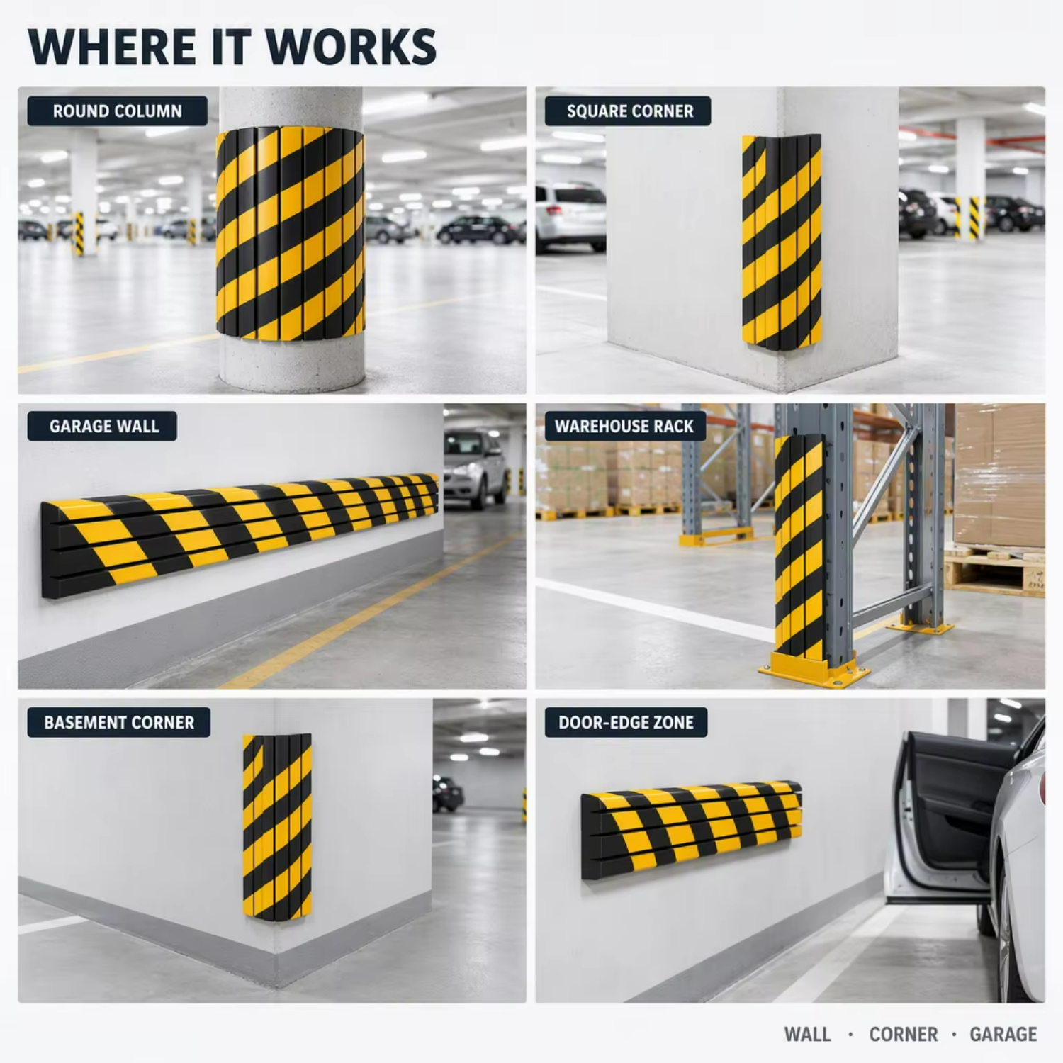 Warehouse Rack Column Guard Foam Garage Parking Wall Protector NBR XPE PU 3-50mm Cuttable Panel OEM Factory