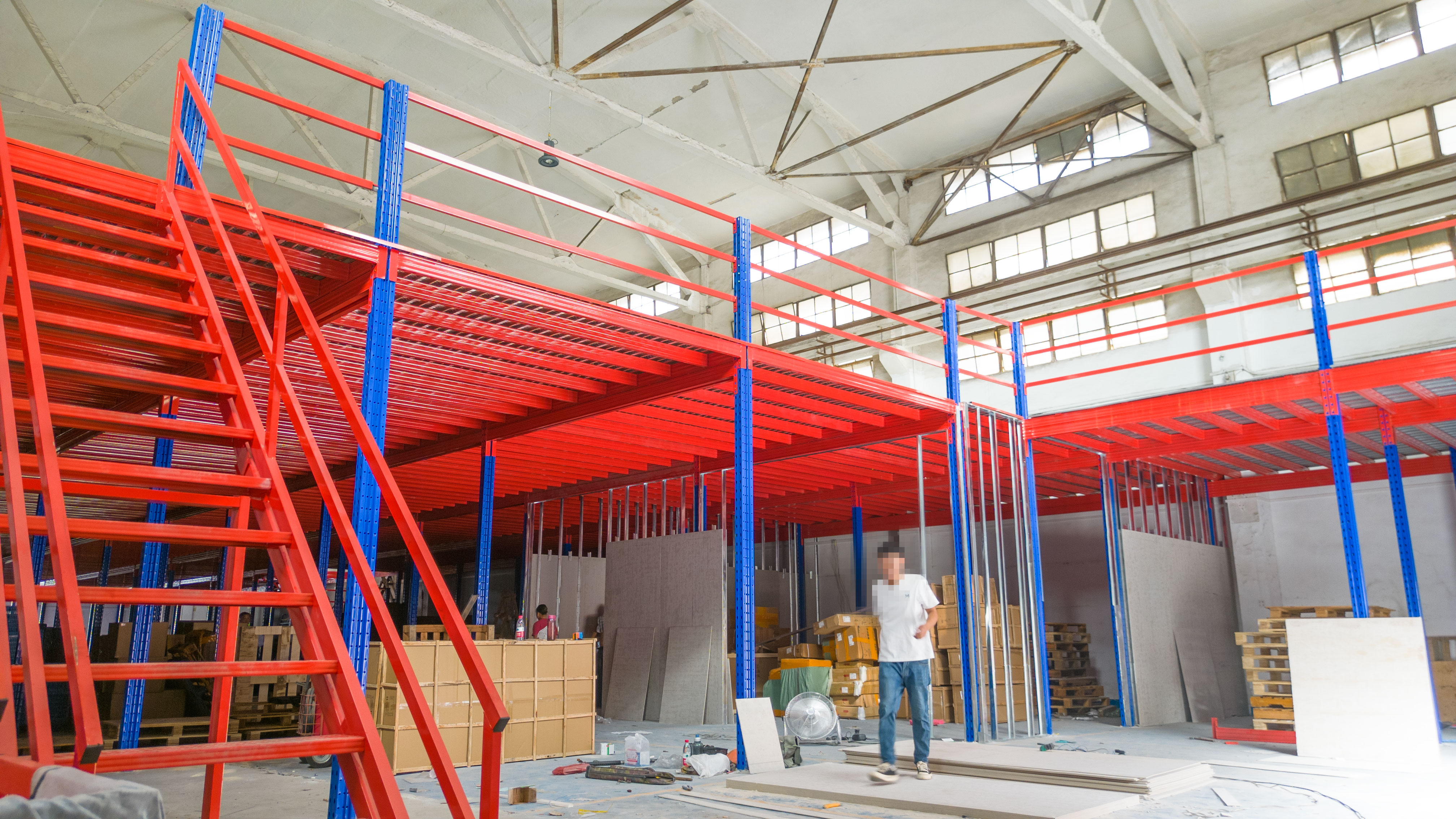 Warehouse Mezzanine Modular Racks Platform Structure Anti-Collision Features Steel Construction European-Style Warehouse