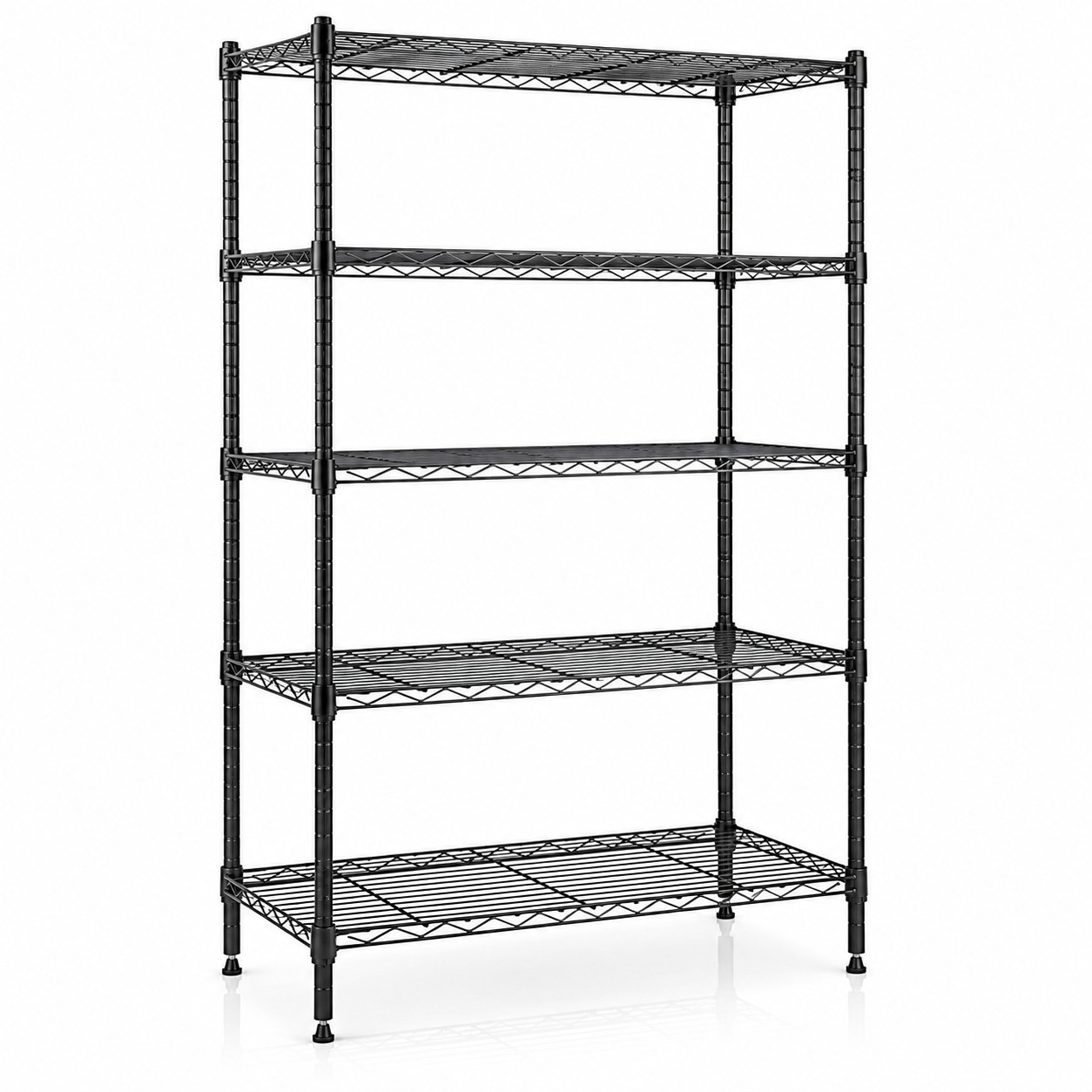 Customized Metal Wire Shelving Unit Heavy Duty Adjustable 5 Tier Wire Storage Shelf for Warehouse Garage Kitchen Supplier