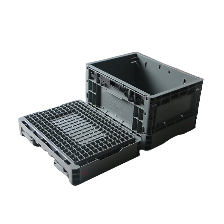 Deep Foldable Stackable Nestable Solid Box Industrial Plastic Crate for Logistics Storage and Transportation