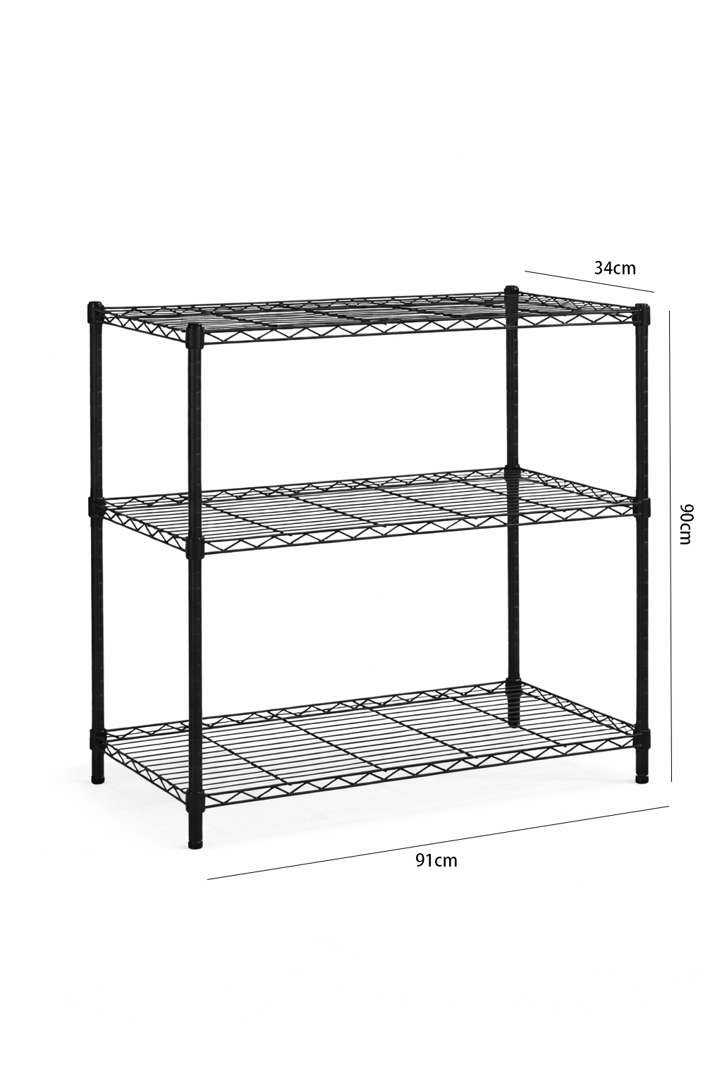 3-Tier Heavy Duty Iron Wire Shelving Unit Adjustable Shelves Modern Multifunctional Kitchen Garage Living Room Storage-Movable