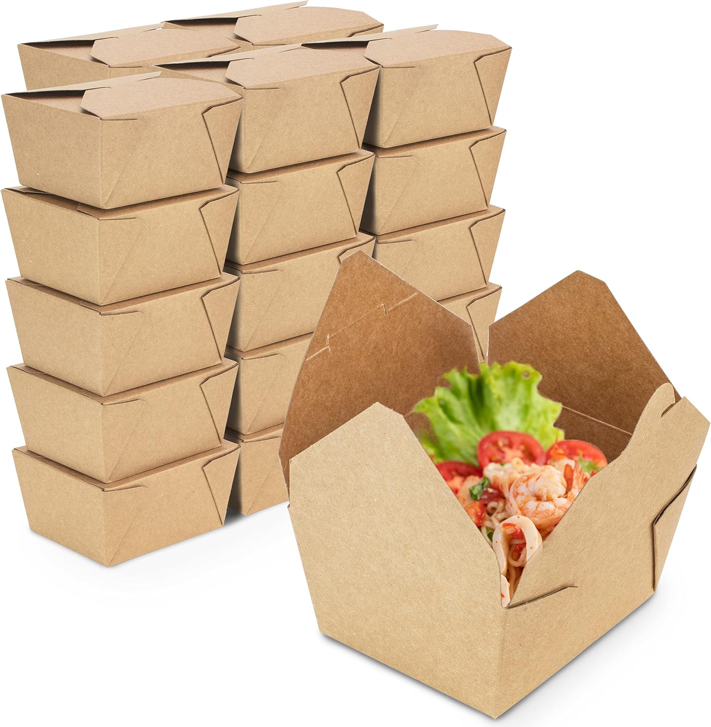 Customized LOGO Microwave Safe Kraft Paper Disposable Food Takeout Boxes Bulk Packaging