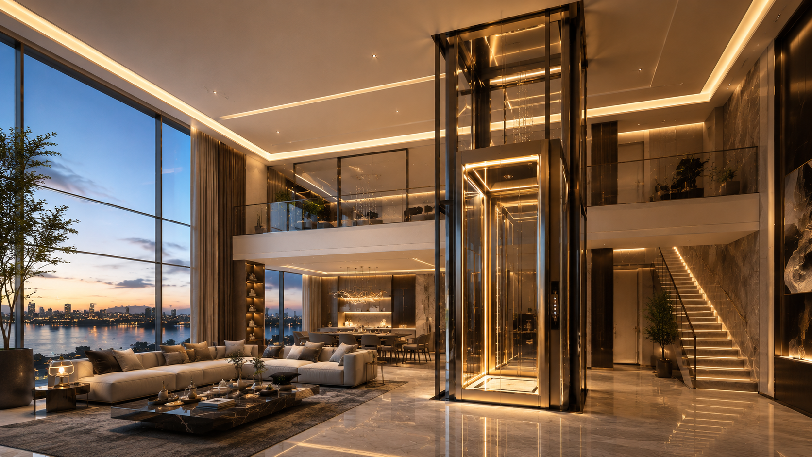 Luxury Panoramic Glass Home Elevator For Modern Villas