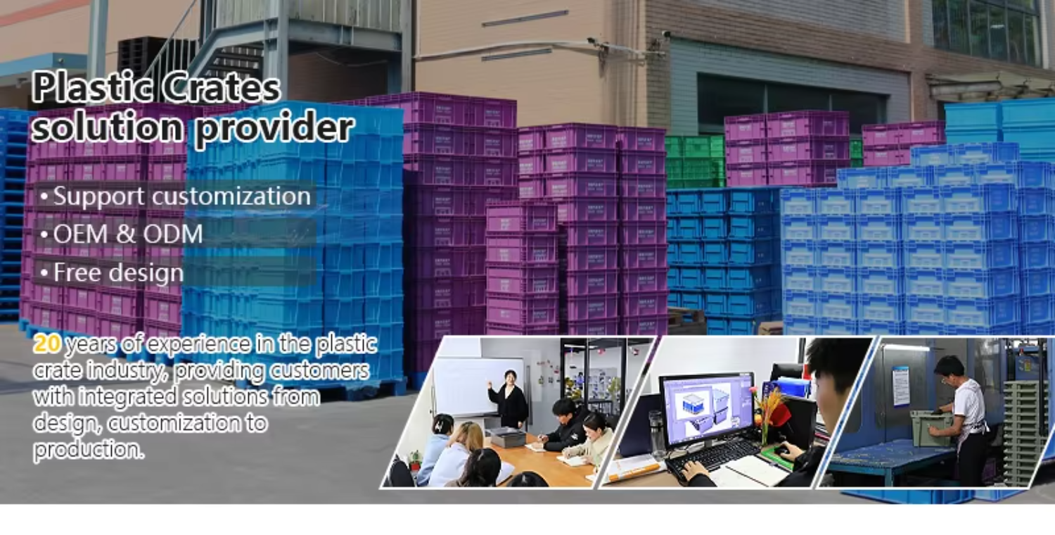 JOIN Custom Logo Industrial Plastic Attached Lid Container Reinforced Stackable Logistics Tote Bin for ASRS Automated Systems