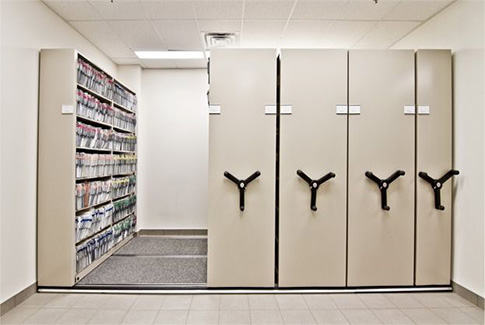 High density mobile track shelving archive in UAE