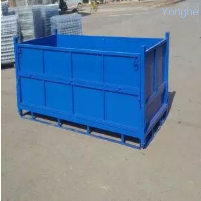 Heavy Duty Metal Storage Workshop Box Turnover Box for Iron Scrap Pallet Packing 1000kg Capacity Powder Coated for Warehouse Use