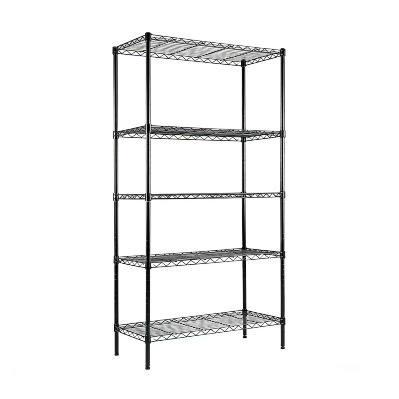 Adjustable 5-Layer Black Epoxy Kitchen Storage Rack Removable Metal Wire Shelving Units Organizer Holder for Dinnerware