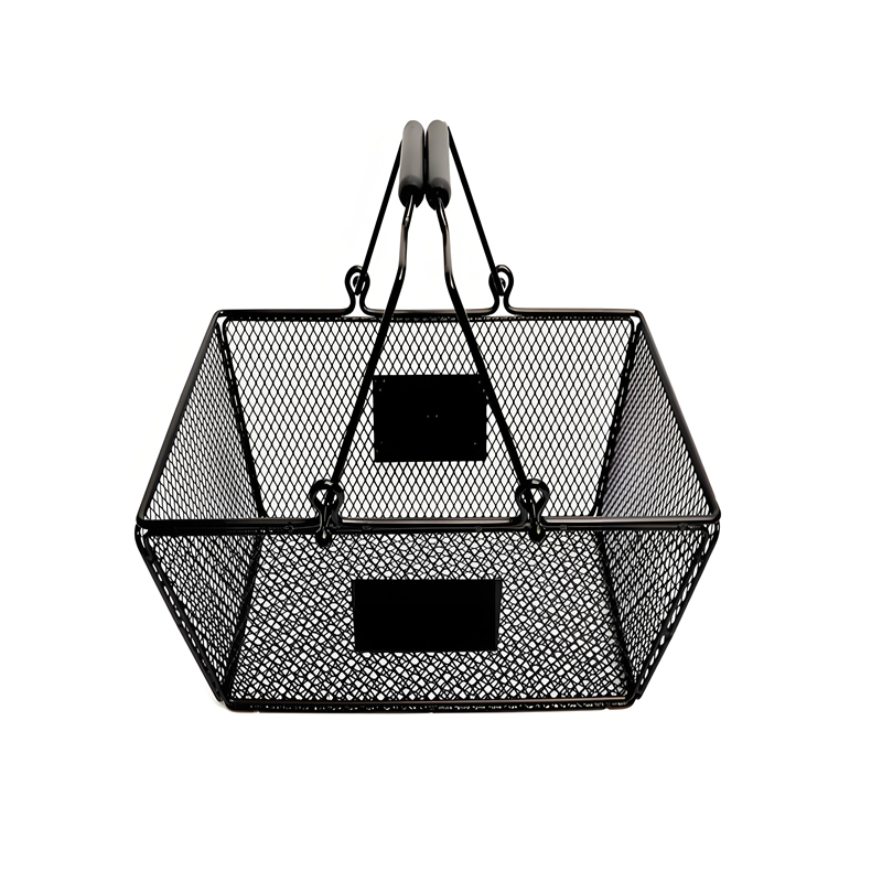 Supermarket Shop Store Cosmetic Metal Wire Storage Basket Convenient Home Organizer Stackable Storage Box with Handles