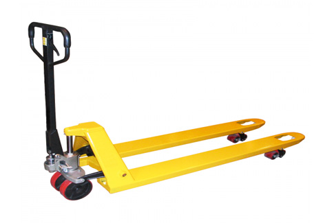 Commercial hand pallet truck with reinforced steel chassis