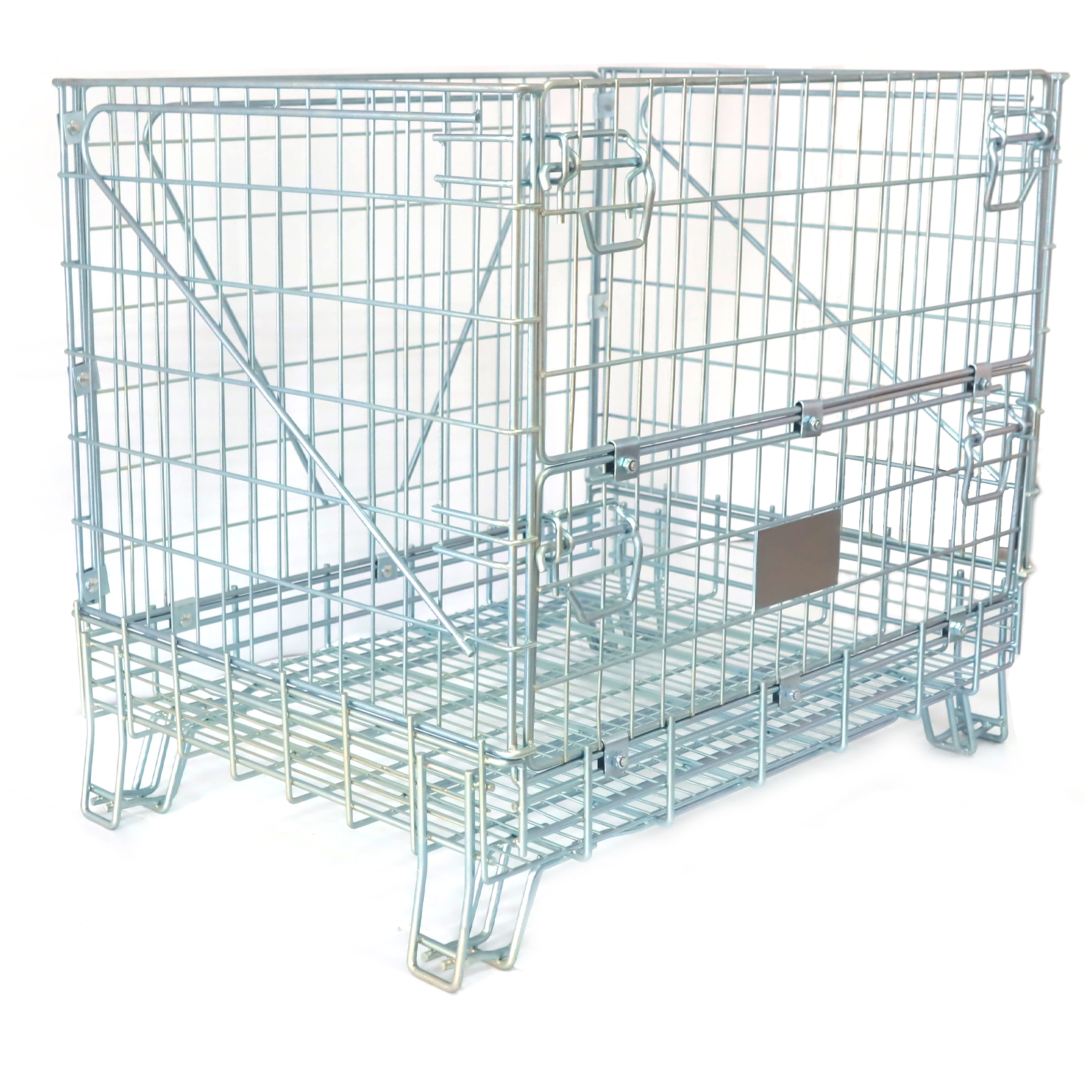 Heavy Duty Foldable Steel Wire Mesh Container Box with 1000kg Capacity Stackable for Industrial Warehouse Storage