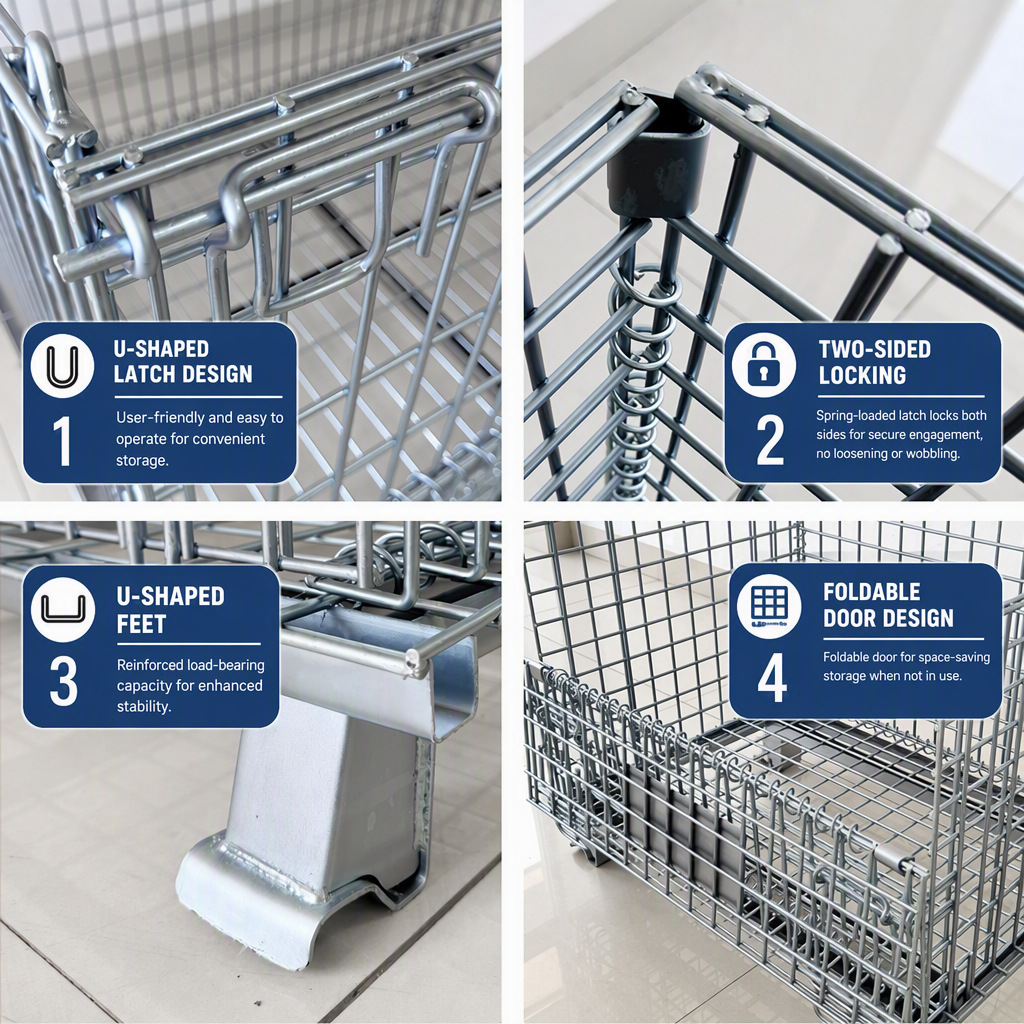 Steel Wire Mesh Container Cage Foldable Storage Box for Factory Warehouse