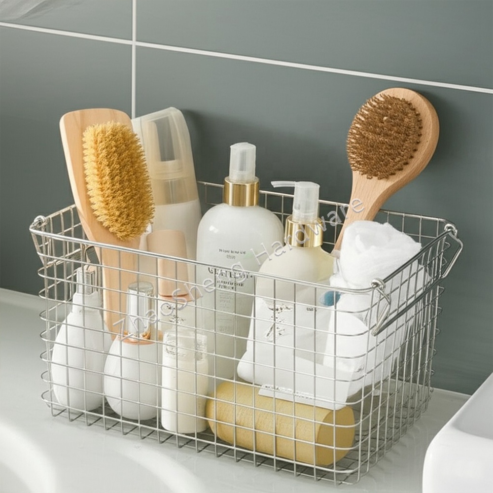 Bathroom Laundry Stackable Stainless Steel Basket Pantry Fruit Vegetable Kitchen Wire Metal Storage Basket for Organizing