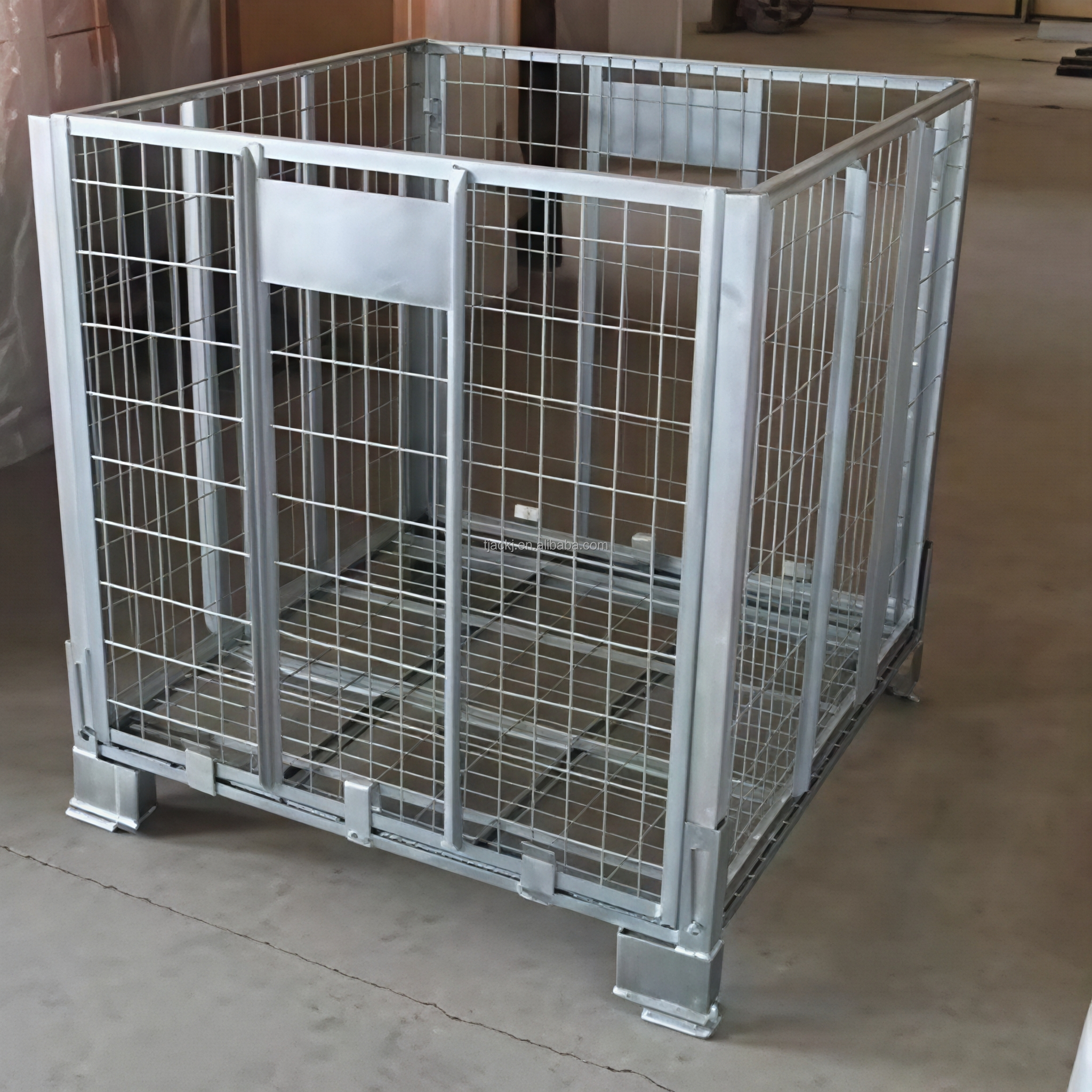 AOCHEN Heavy Duty Foldable Stainless Steel Wire Container Cages Warehouse Storage Container Stacking Box Logistics Turnover Boxe