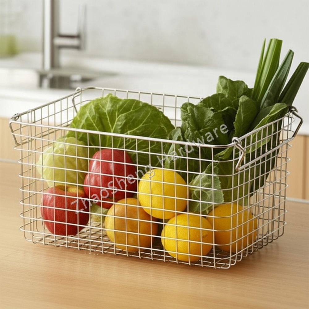Bathroom Laundry Stackable Stainless Steel Basket Pantry Fruit Vegetable Kitchen Wire Metal Storage Basket for Organizing