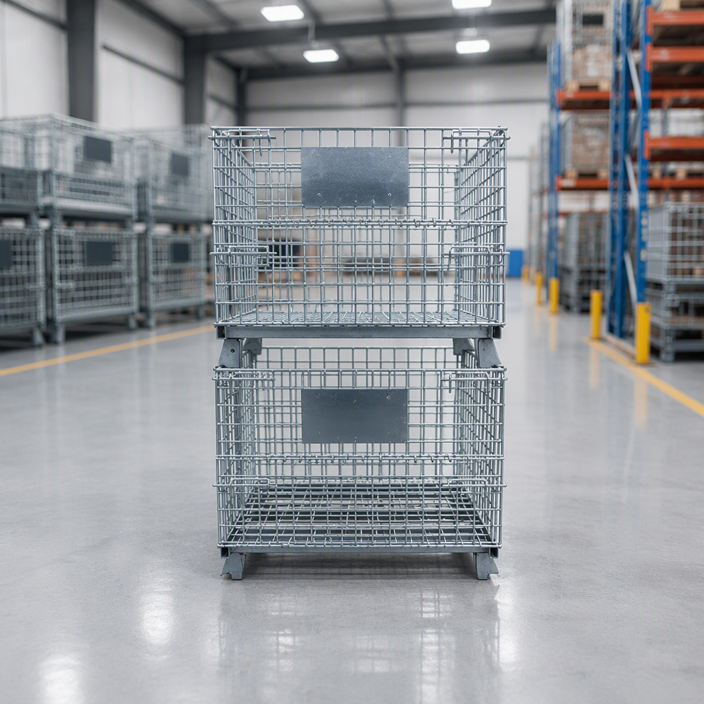 Heavy Duty Galvanized Steel Storage Pallet Crate with 1000kg Capacity for Industrial Warehouse
