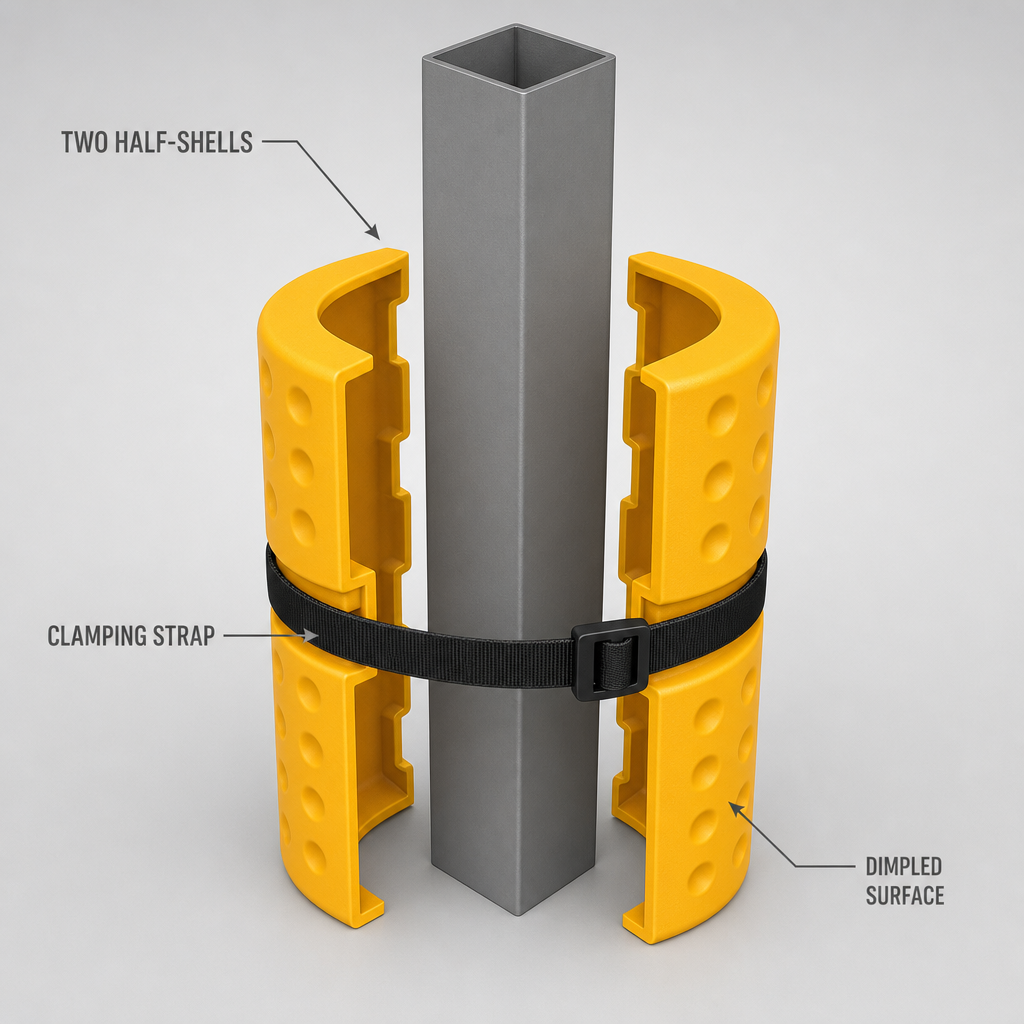 INORDER Column Protector 150mm Square Post Guard Wrap Around Impact Protection for Warehouse Columns