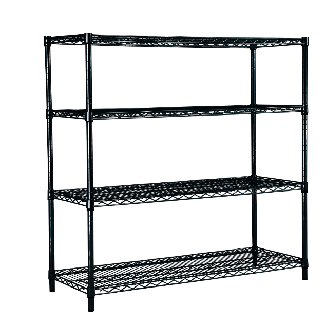 Authentic Factory Production 4-layer Epoxy Green Black Wire Shelving Metal Storage Rack Warehouse Heavy Duty Racking