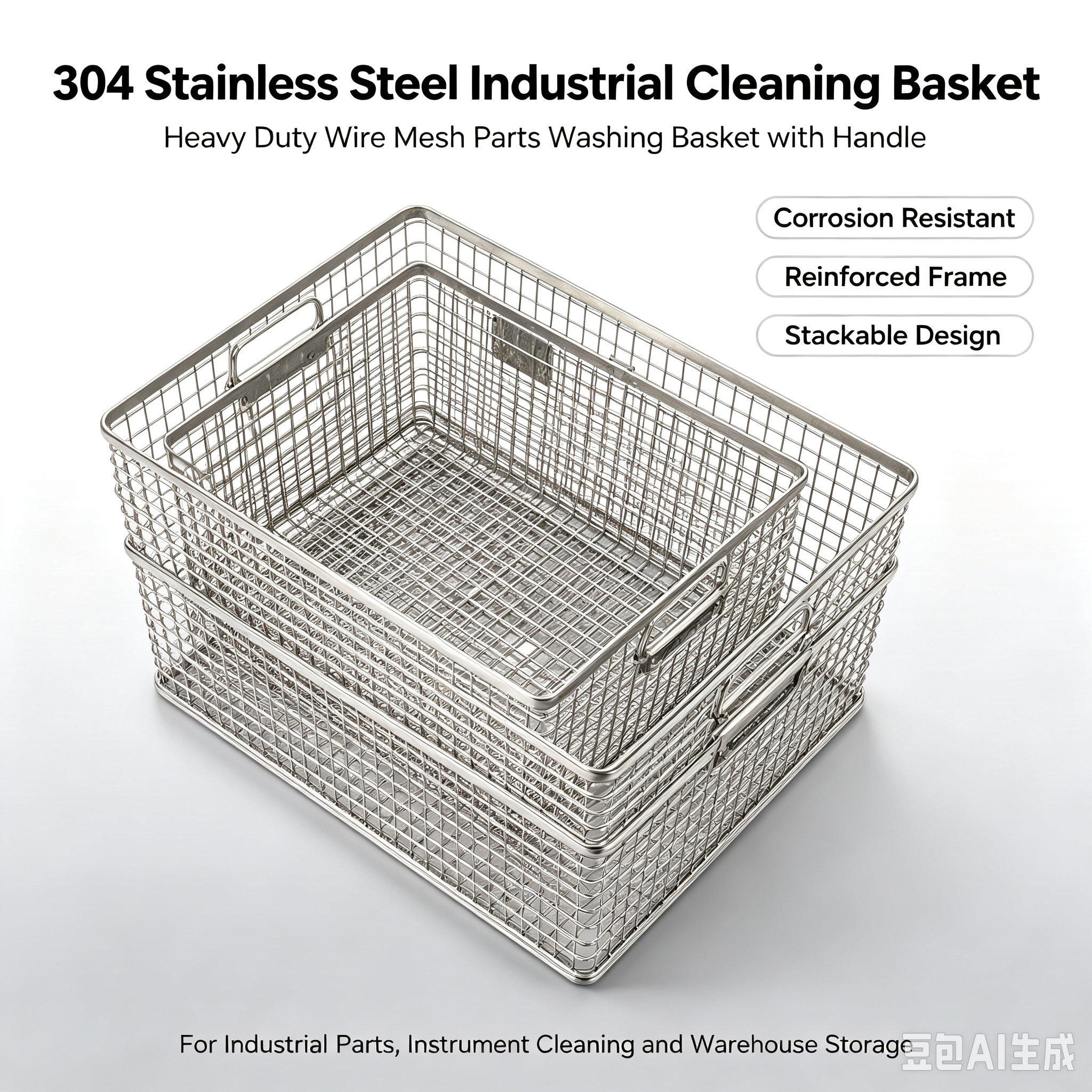 Stackable Industrial Wire Mesh Storage Baskets Eco-Friendly Durable Stainless Steel Sorting Organizing Hardware