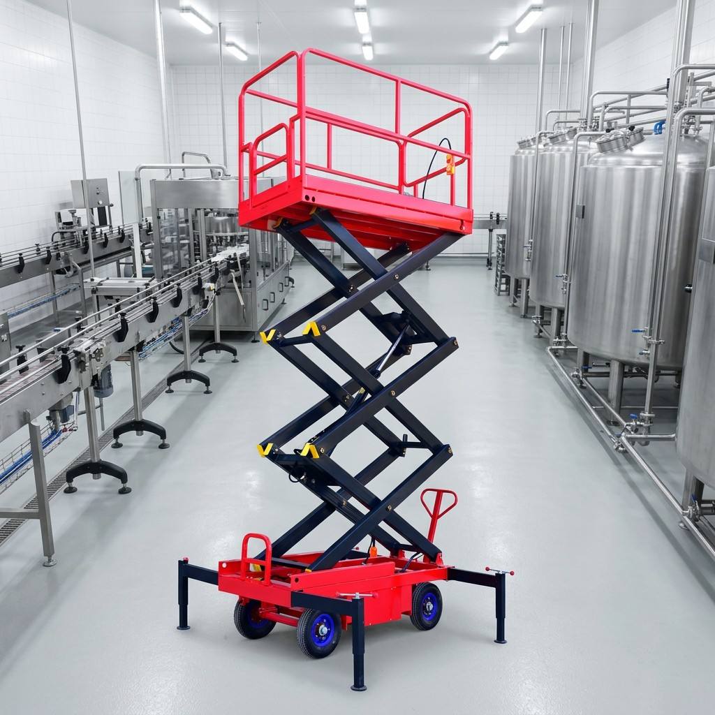 Towable Manganese Steel Scissor Lift 18m 500kg Electric Hydraulic Auxiliary Walking Brakes CE Certified Platform 2.27x1.13m