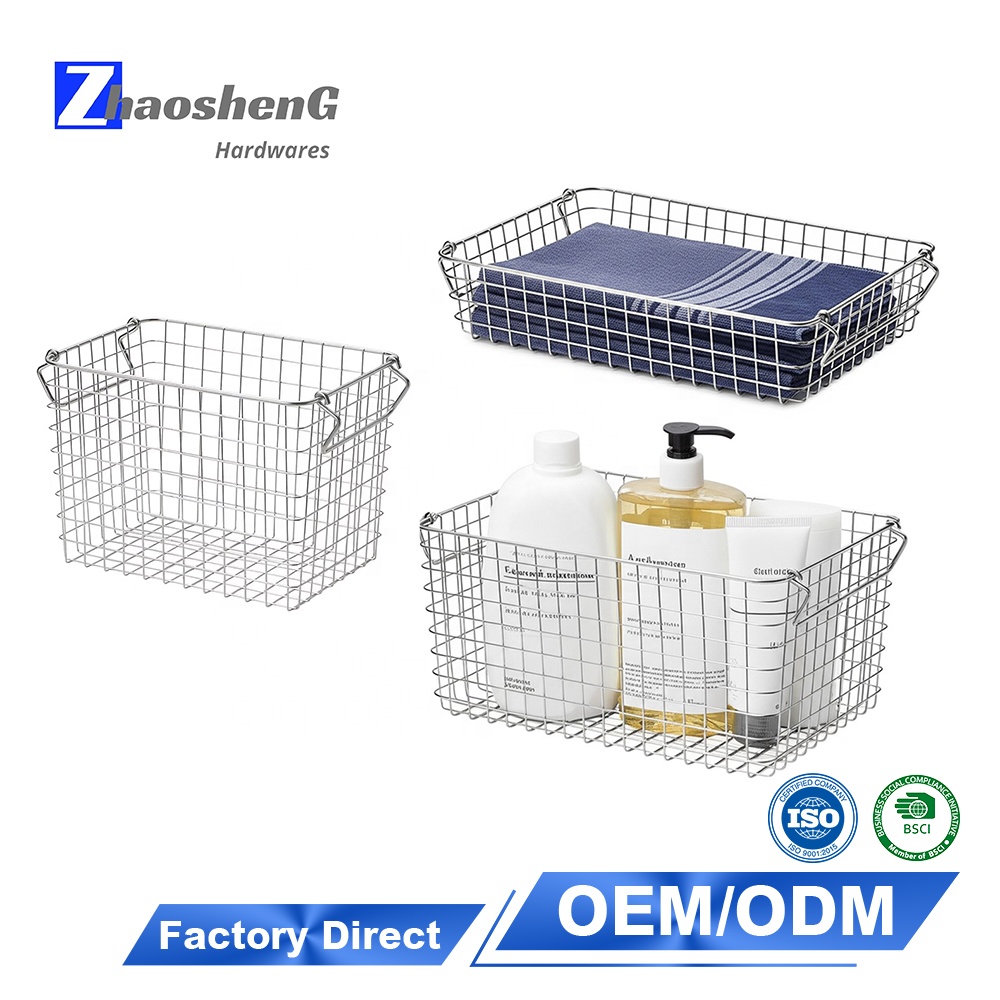 Bathroom Laundry Stackable Stainless Steel Basket Pantry Fruit Vegetable Kitchen Wire Metal Storage Basket for Organizing