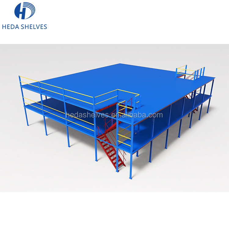Mezanine Platform Racking Warehouse Industrial Steel Mezzanine Floor Ladder Multi Floor Attic Racking Assembled Mezzanine