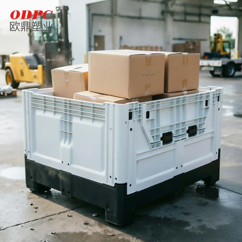 Heavy Duty Industrial Use Foldable Stackable Plastic Pallet Box Crate 4-Way Entry Collapsible Bulk Container for Logistics
